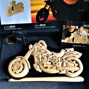 DOLFI Harley Davidson Motorcycle 3D Hand Made Linden Wood Puzzle Made in Italy